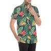 Bird Of Paradise Pattern Print Design BOP09 Men's Short Sleeve Button Up Shirt