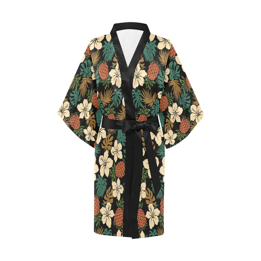 Hawaiian Themed Pattern Print Design H08 Women Kimono Robe
