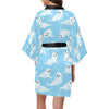 Sea Lion Cute Pattern Print Design 03 Women's Short Kimono