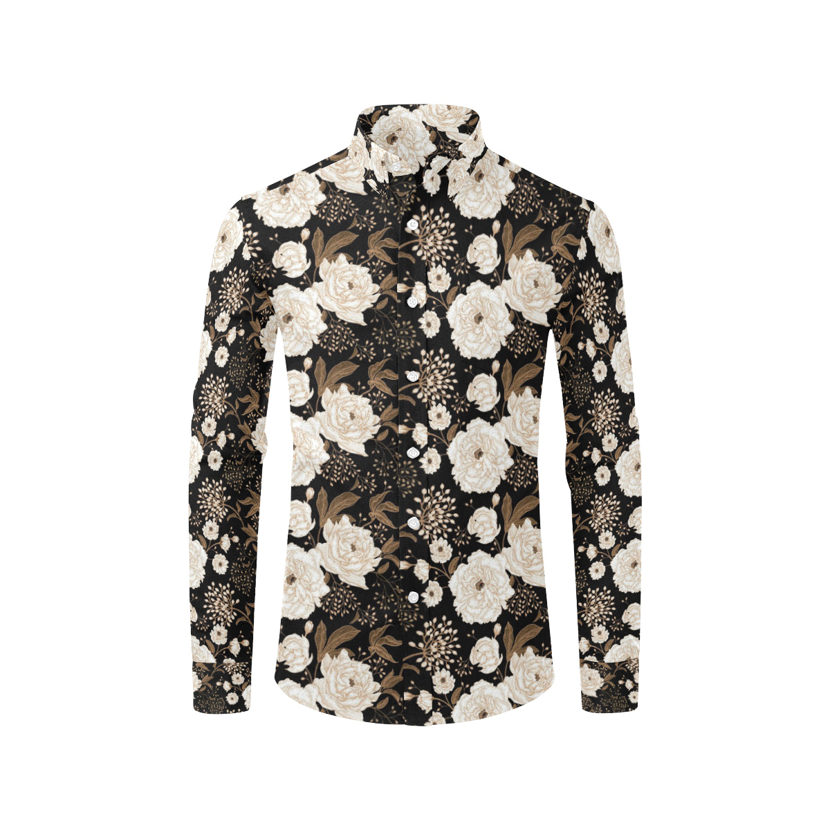 Peony Pattern Print Design A02 Men's Long Sleeve Shirt