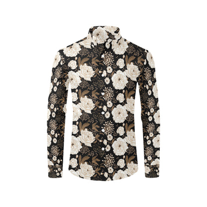 Peony Pattern Print Design A02 Men's Long Sleeve Shirt