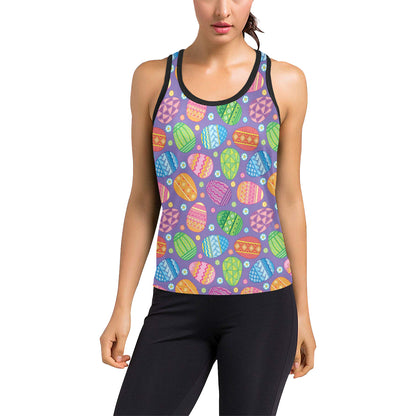 Easter Eggs Pattern Print Design RB010 Women's Racerback Tank Top