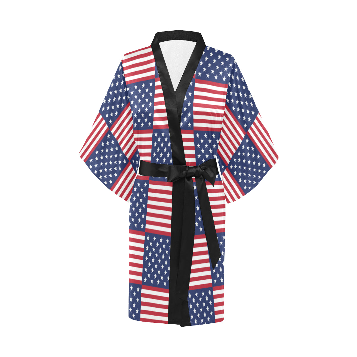 Patriotic US Flag Pattern Print Design A03 Women's Short Kimono