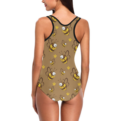 Bee Pattern Print Design BEE09 Women Swimsuit