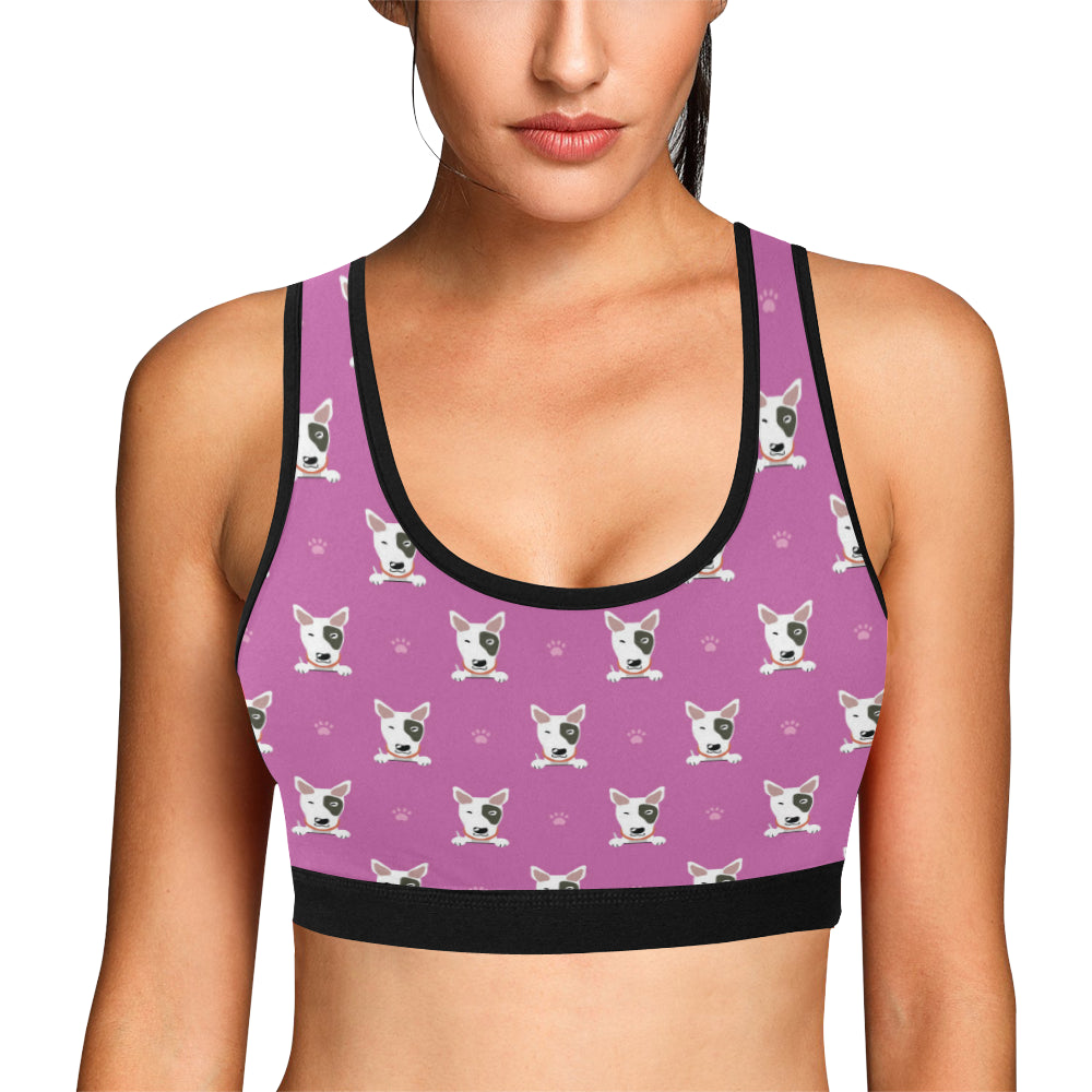 Bull Terrier Happy Print Pattern Sports Bra