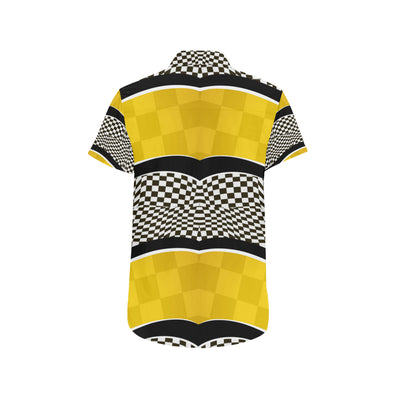 Checkered Pattern Print Design 02 Men's Short Sleeve Button Up Shirt