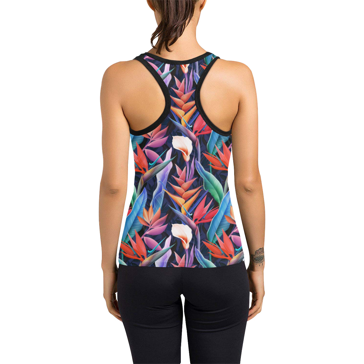 Tropical Flower Pattern Print Design TF023 Women's Racerback Tank Top