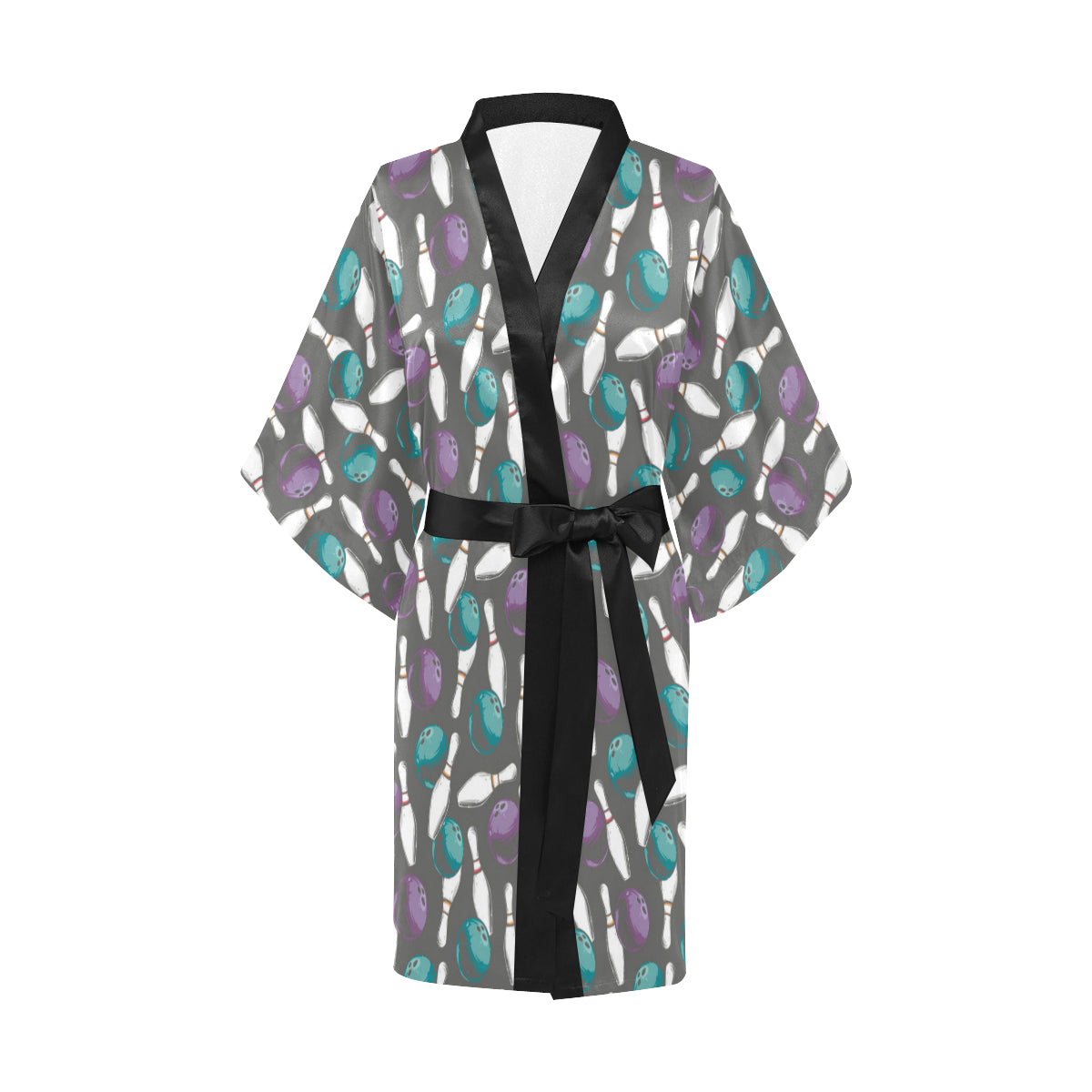 Bowling Pattern Print Design 03 Women's Short Kimono