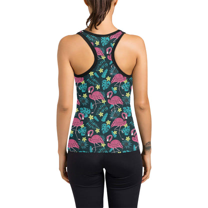 Flamingo Print Pattern Women's Racerback Tank Top