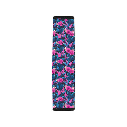 Tropical Folower Pink Themed Print Car Seat Belt Cover