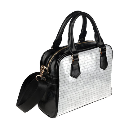 Brick White Pattern Print Design 03 Shoulder Handbag