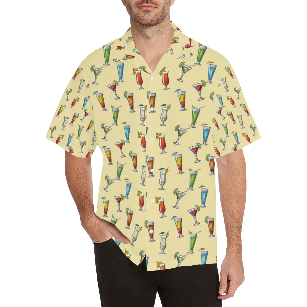Cocktail Pattern Print Design 02 Men's Hawaiian Shirt