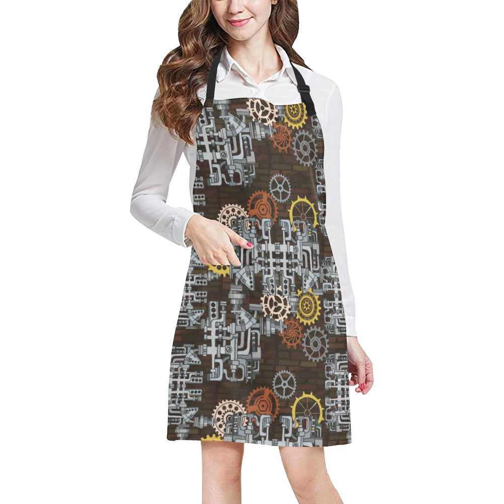 Mechanic Pattern Print Design 04 Apron with Pocket