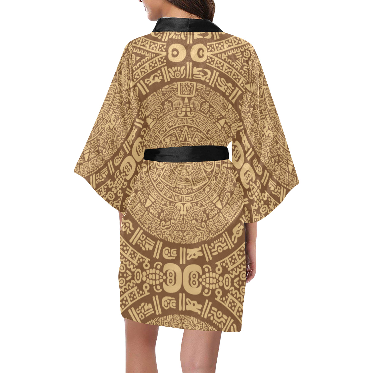 Mayan Pattern Print Design 01 Women's Short Kimono