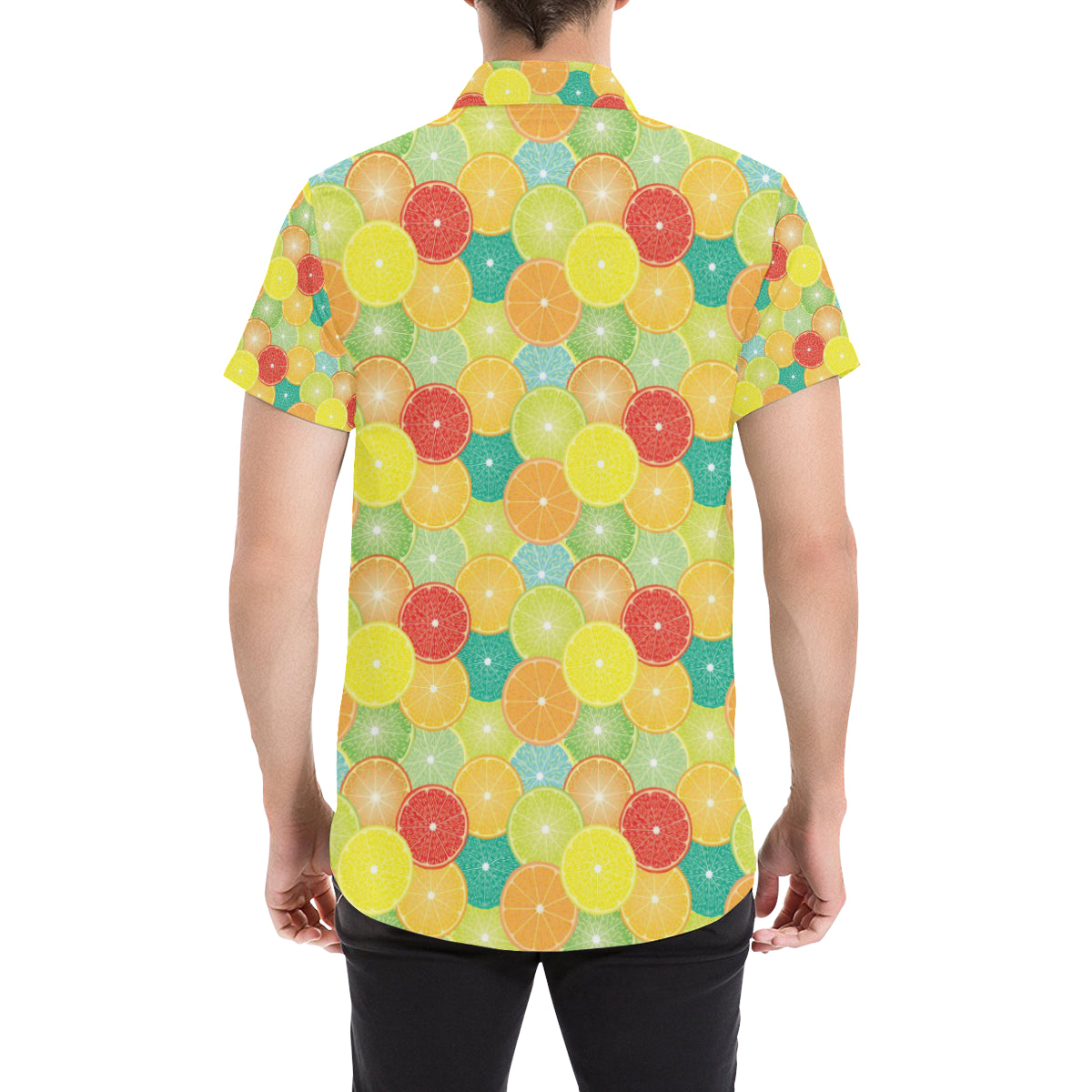 Citrus  Pattern Print Design 01 Men's Short Sleeve Button Up Shirt