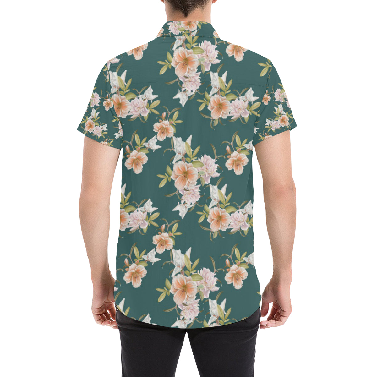Iris Pattern Print Design IR01 Men's Short Sleeve Button Up Shirt
