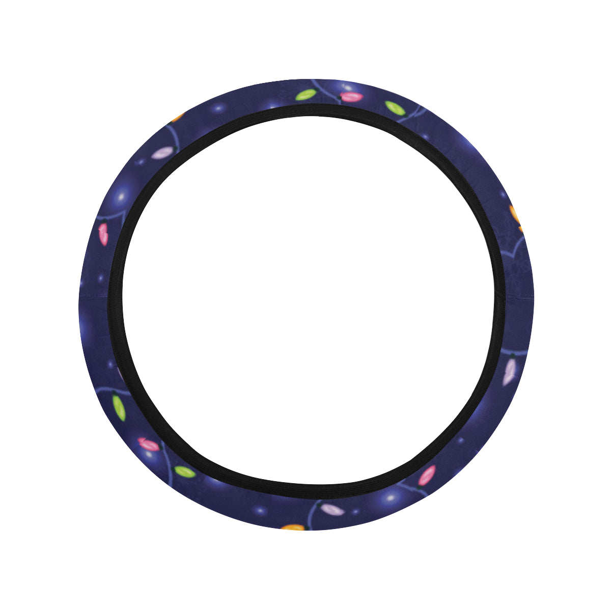 Christmas Light Pattern Print Design 03 Steering Wheel Cover with Elastic Edge