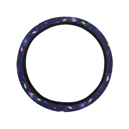 Christmas Light Pattern Print Design 03 Steering Wheel Cover with Elastic Edge