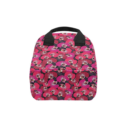 Orchid Red Pattern Print Design OR05 Insulated Lunch Bag