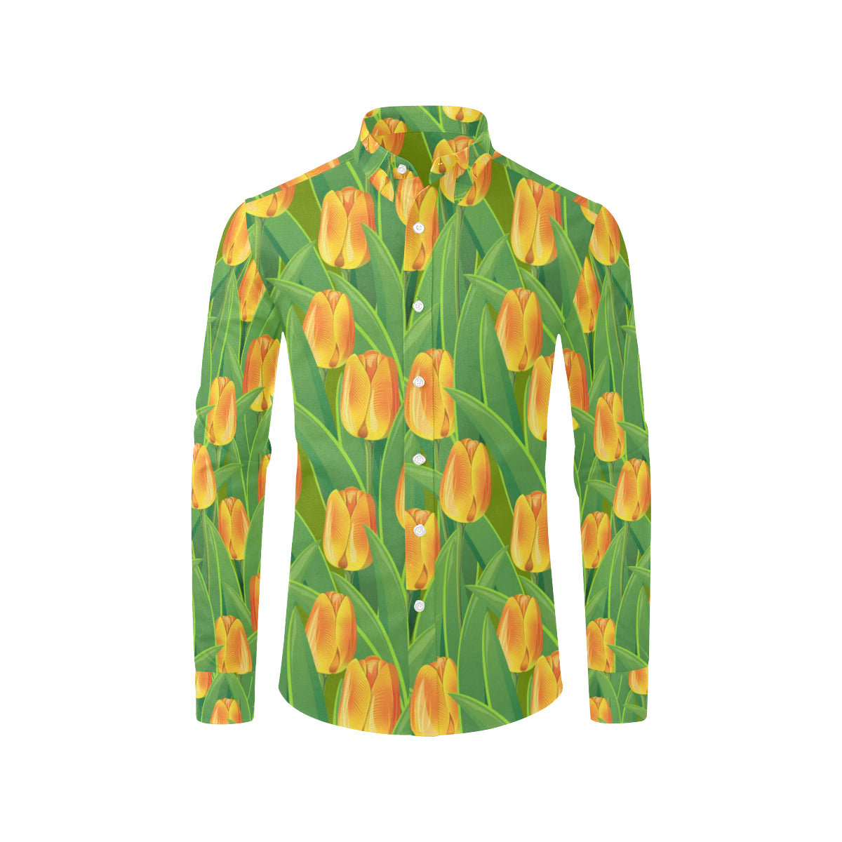Tulip Orange Pattern Print Design TP07 Men's Long Sleeve Shirt