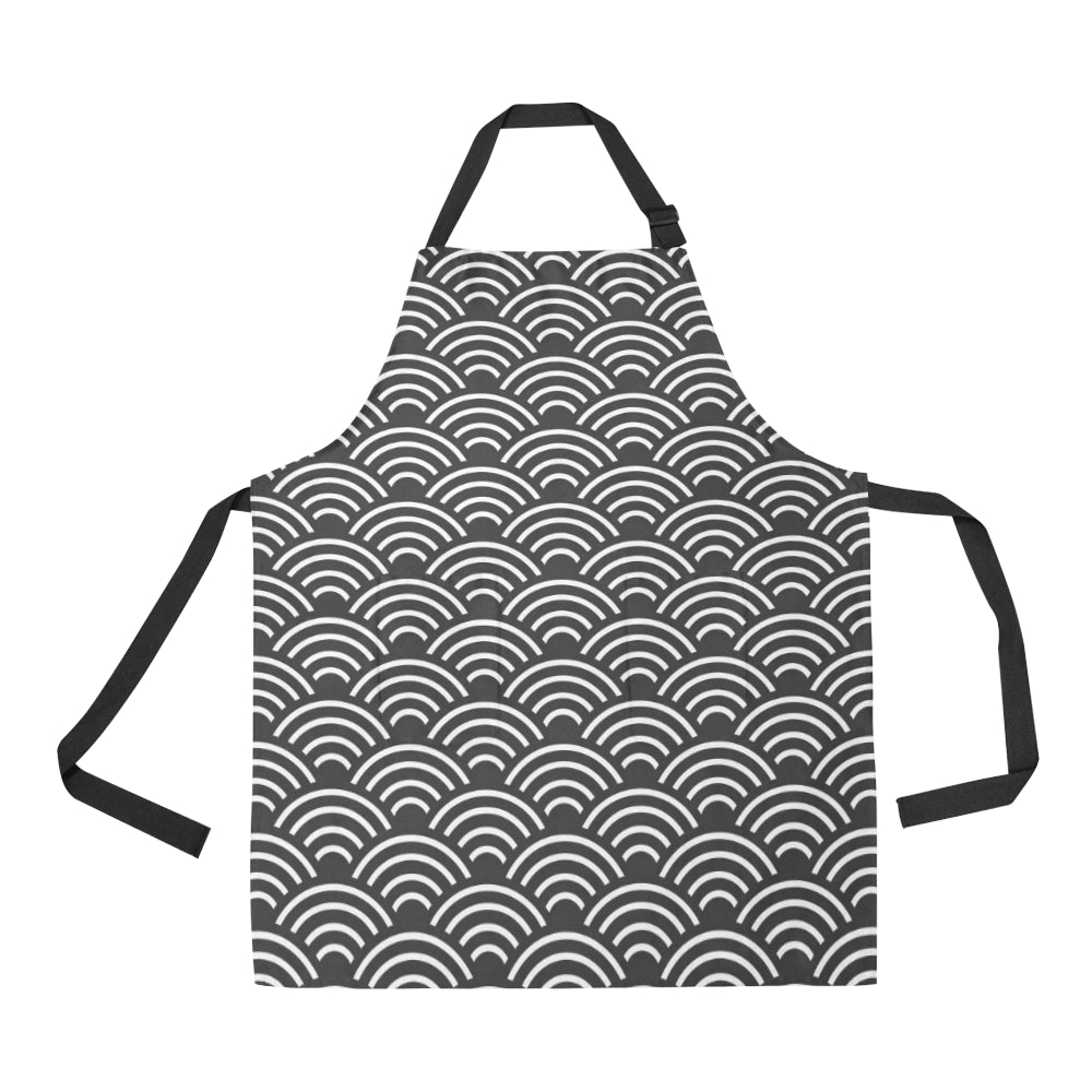 Scales Black White Pattern Print Design 03 Apron with Pocket