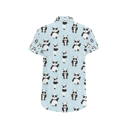 Panda Pattern Print Design A01 Men's Short Sleeve Button Up Shirt