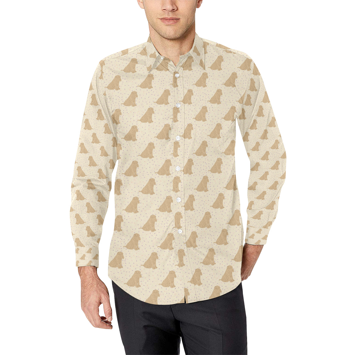 Chinese Shar Pei Pattern Print Design 01 Men's Long Sleeve Shirt