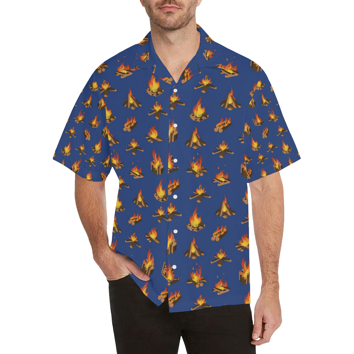 Campfire Pattern Print Design 03 Men's Hawaiian Shirt