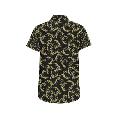 Baroque Golden Pattern Print Design 01 Men's Short Sleeve Button Up Shirt