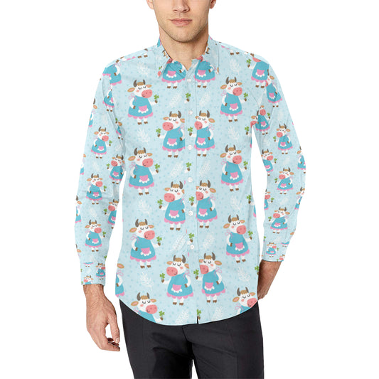 Cattle Happy Pattern Print Design 03 Men's Long Sleeve Shirt