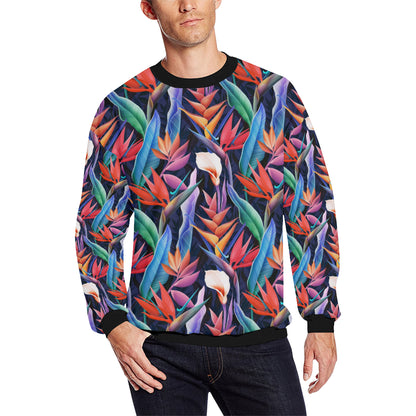 Tropical Flower Pattern Print Design TF023 Men Long Sleeve Sweatshirt
