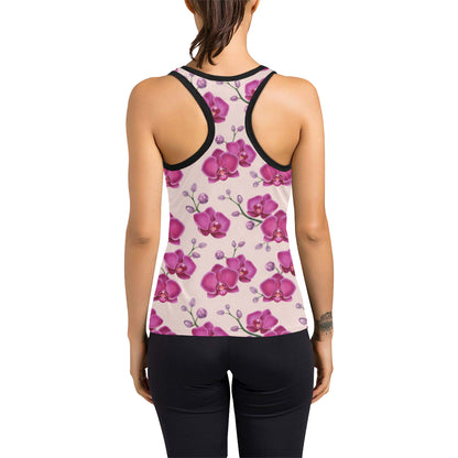 Orchid Purple Pattern Print Design OR04 Women's Racerback Tank Top