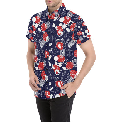 Nordic Pattern Print Design A02 Men's Short Sleeve Button Up Shirt
