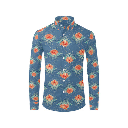 lotus Boho Pattern Print Design LO07 Men's Long Sleeve Shirt