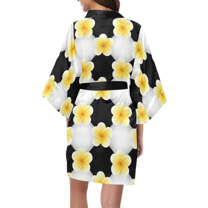 Plumeria Pattern Print Design A04 Women's Short Kimono