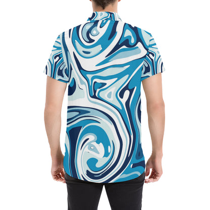 Liquid Pattern Print Design 05 Men's Short Sleeve Button Up Shirt