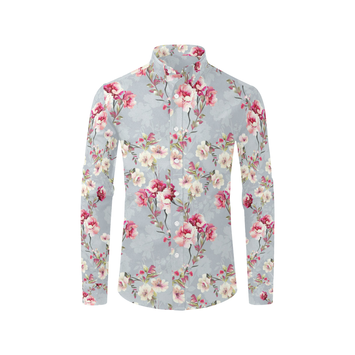 Summer Floral Pattern Print Design SF02 Men's Long Sleeve Shirt