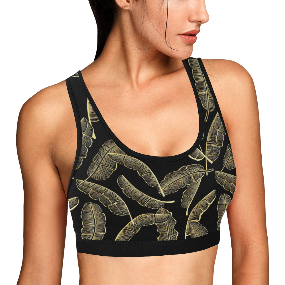 Banana Leaf Pattern Print Design BL07 Sports Bra