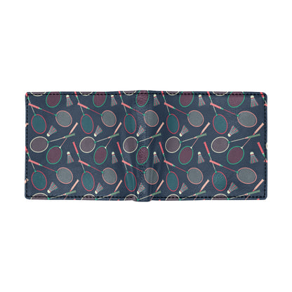 Badminton Pattern Print Design 03 Men's ID Card Wallet