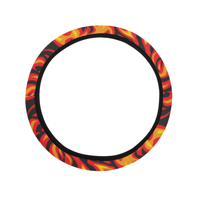 Flame Fire Print Pattern Steering Wheel Cover with Elastic Edge