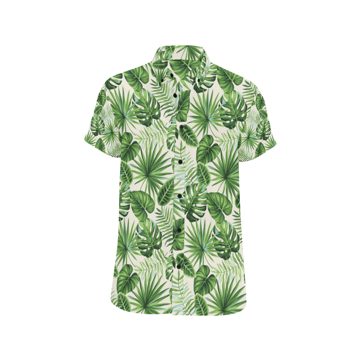 Palm Leaf Pattern Print Design A01 Men's Short Sleeve Button Up Shirt