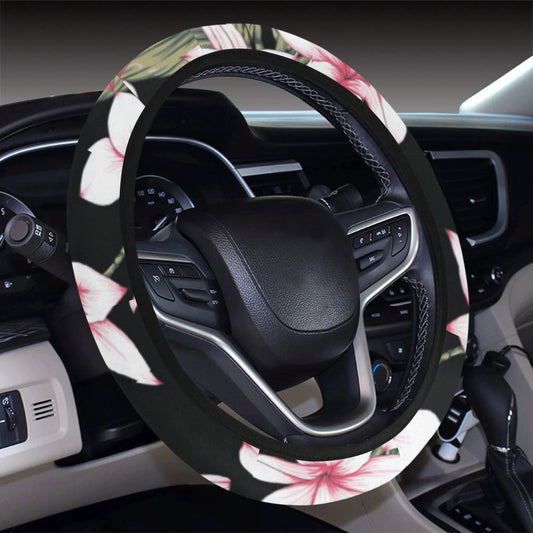 Plumeria Pattern Print Design PM021 Steering Wheel Cover with Elastic Edge
