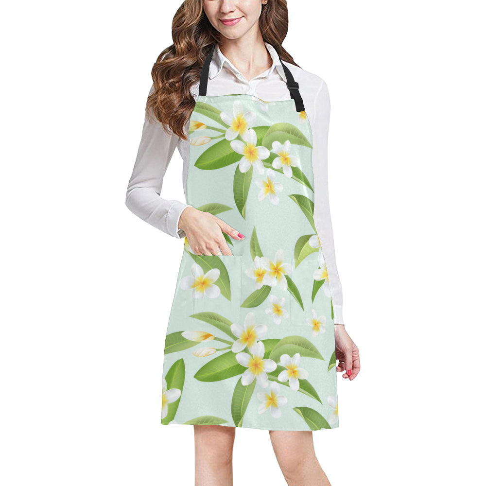 Yellow Plumeria Pattern Print Design PM024 Apron with Pocket