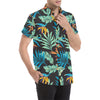 Tropical Palm Leaves Hawaiian Flower Men's Short Sleeve Button Up Shirt