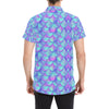 Mermaid Tail Design Print Pattern Men's Short Sleeve Button Up Shirt