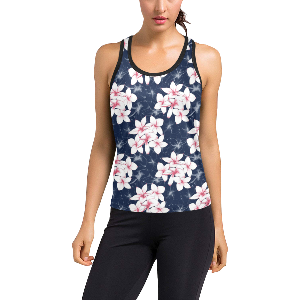 Plumeria Pattern Print Design PM017 Women's Racerback Tank Top