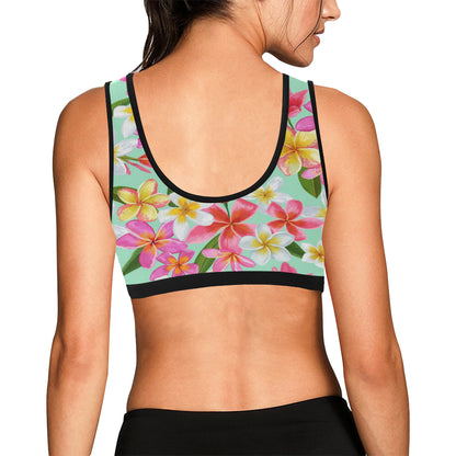 Plumeria Pattern Print Design PM014 Sports Bra
