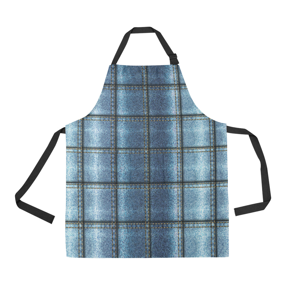 Jean Patchwork Pattern Print Design 02 Apron with Pocket