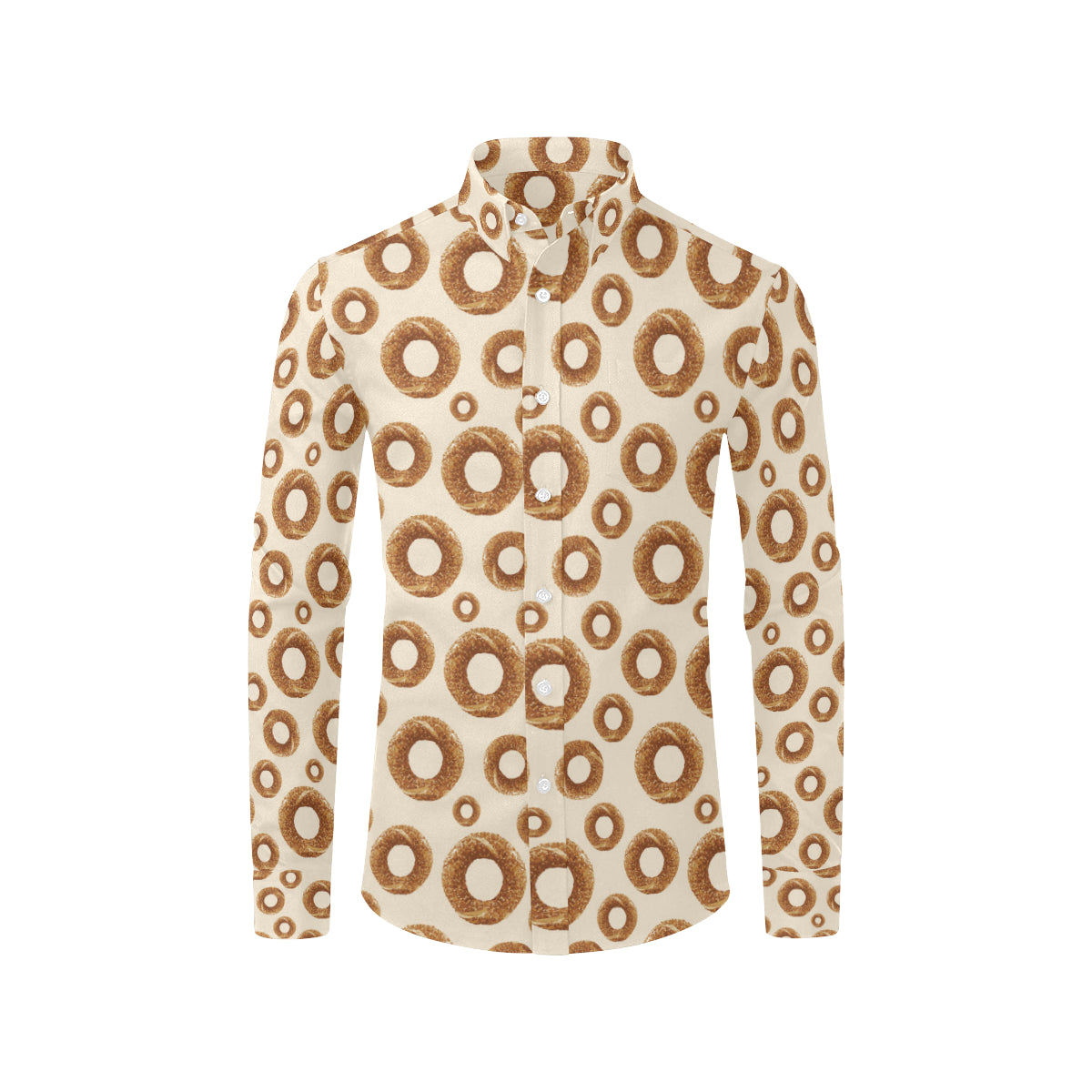 Bagel Pattern Print Design 01 Men's Long Sleeve Shirt