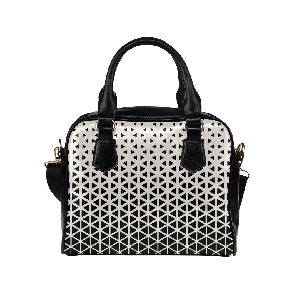 Geometric Black White Pattern Print Design 03 Shoulder Handbag